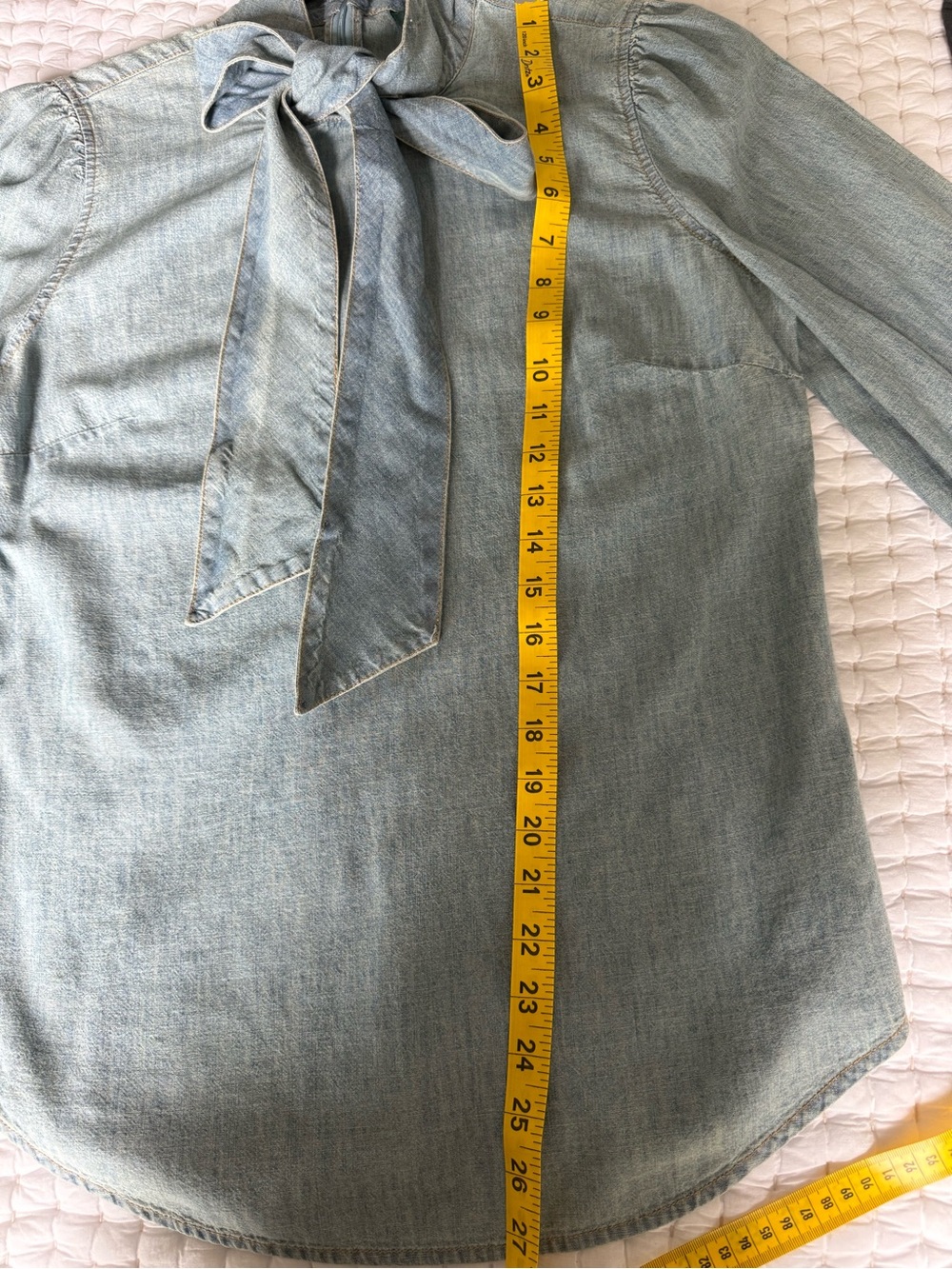 Ralph Lauren Vintage Chambray Blouse with Box Bow - Picture 9 of 12